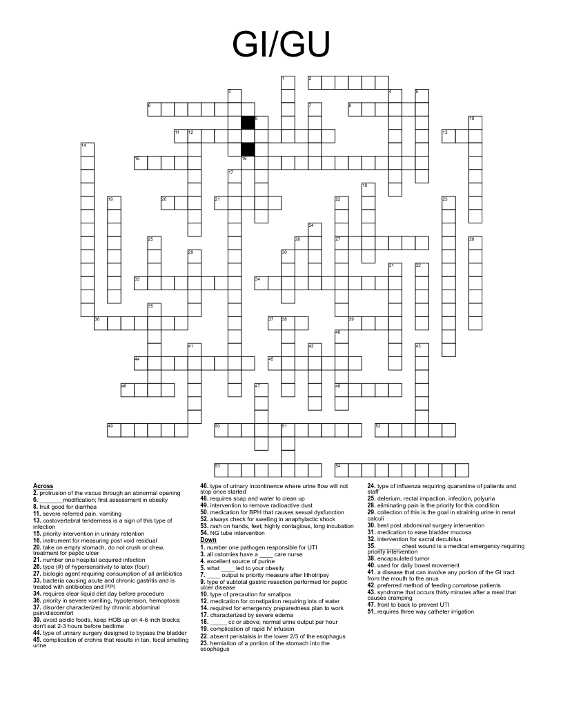 GI/GU Crossword