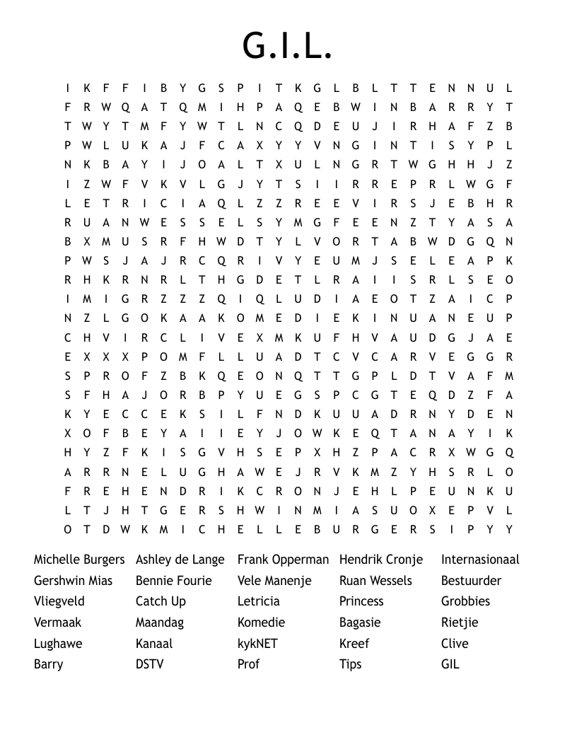 G.I.L. Word Search