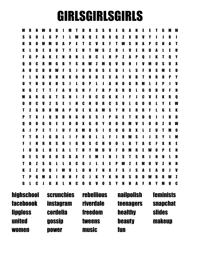 GIRLSGIRLSGIRLS Word Search