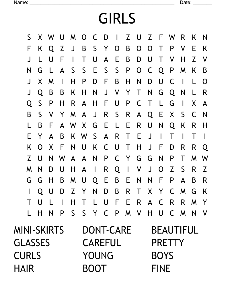 GIRLS Word Search