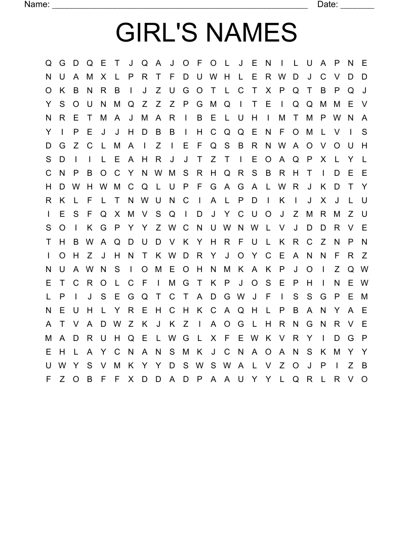 GIRL'S NAMES Word Search