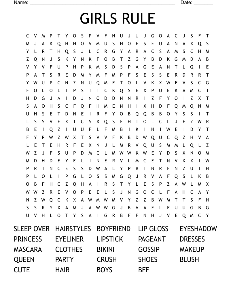GIRLS RULE Word Search