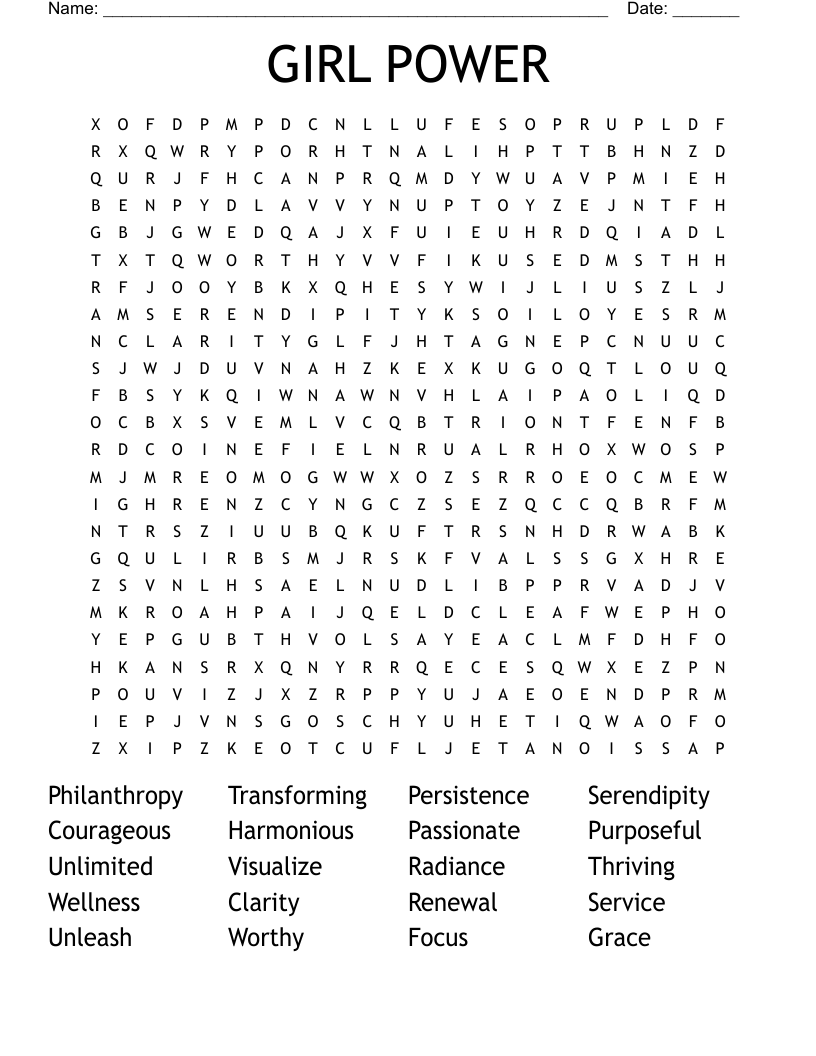 GIRL POWER Word Search