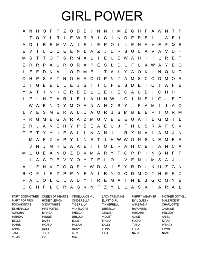 GIRL POWER Word Search