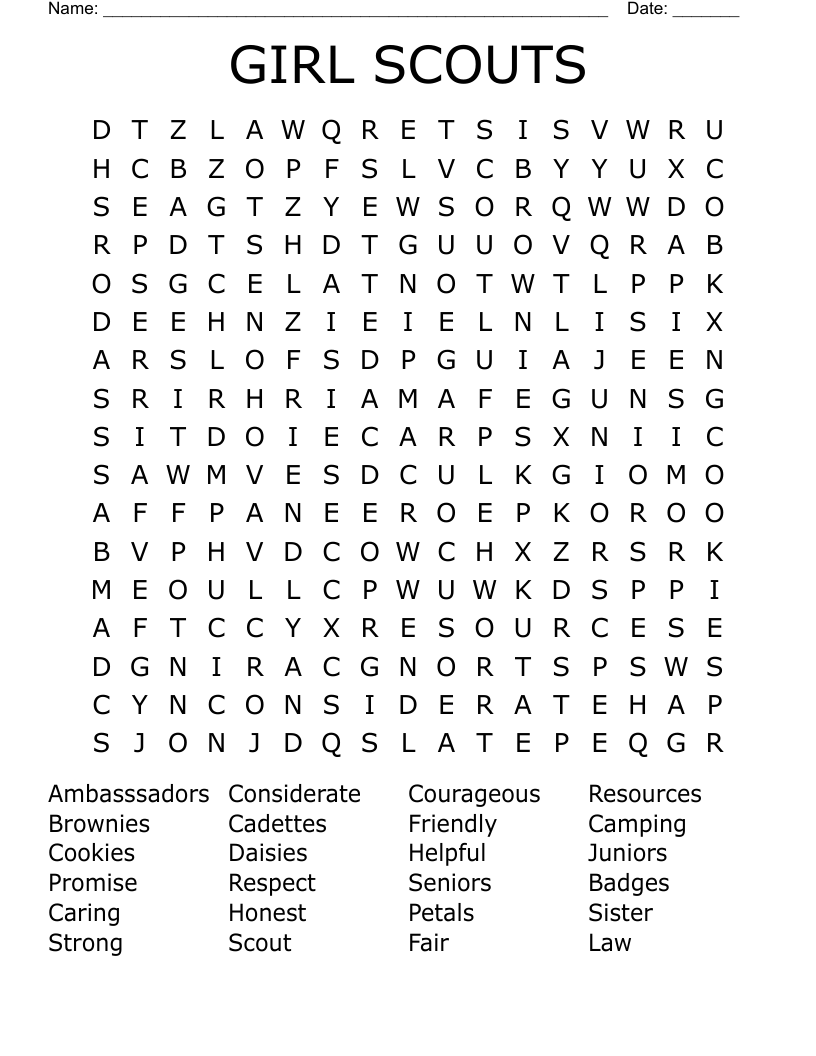 GIRL SCOUTS Word Search