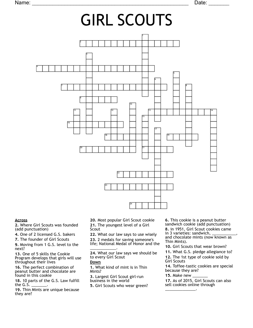 GIRL SCOUTS Crossword