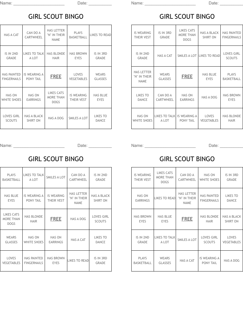 GIRL SCOUT BINGO