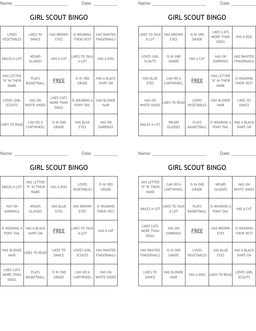 GIRL SCOUT BINGO