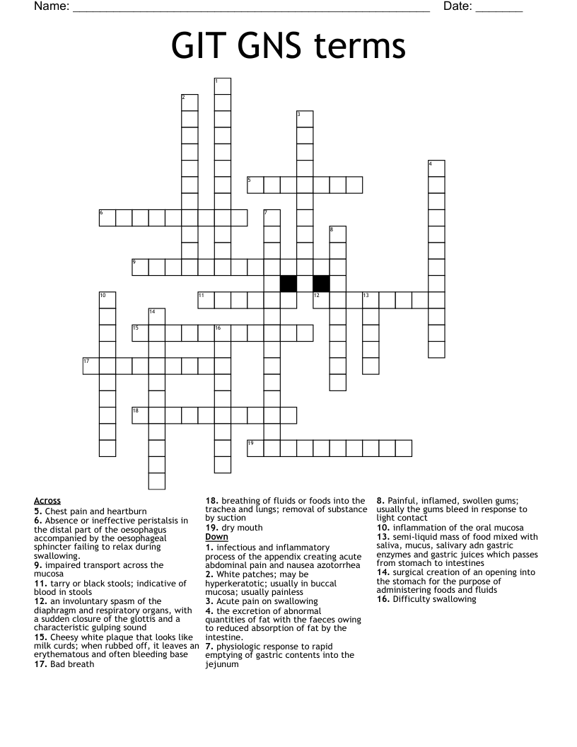 GIT GNS terms  Crossword