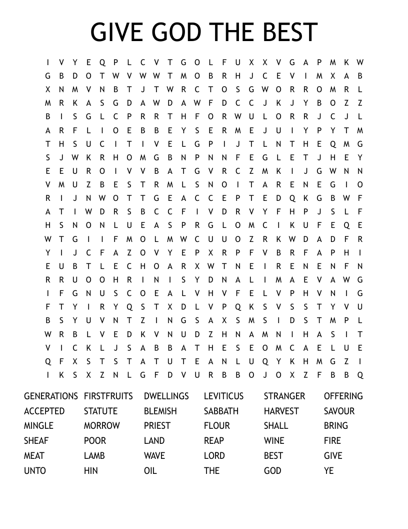 GIVE GOD THE BEST  Word Search