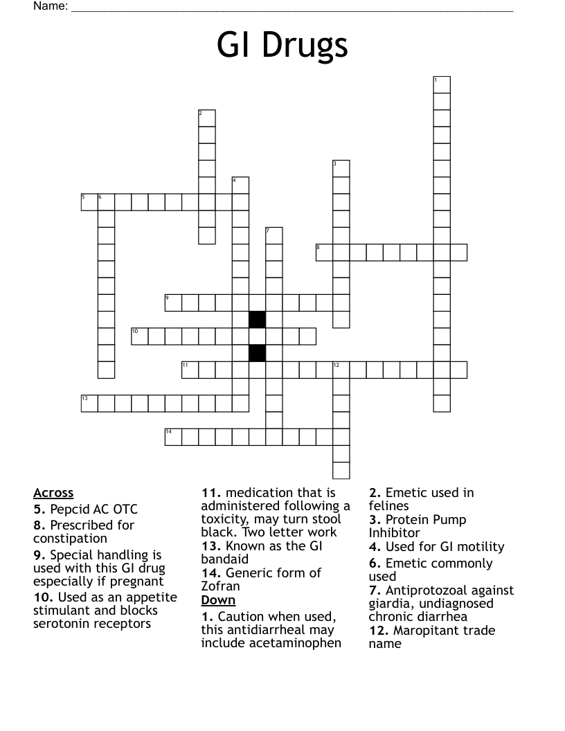 GI Drugs Crossword