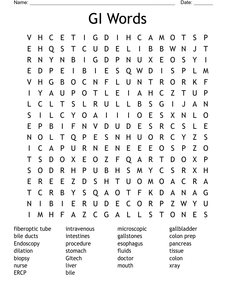 GI Words Word Search