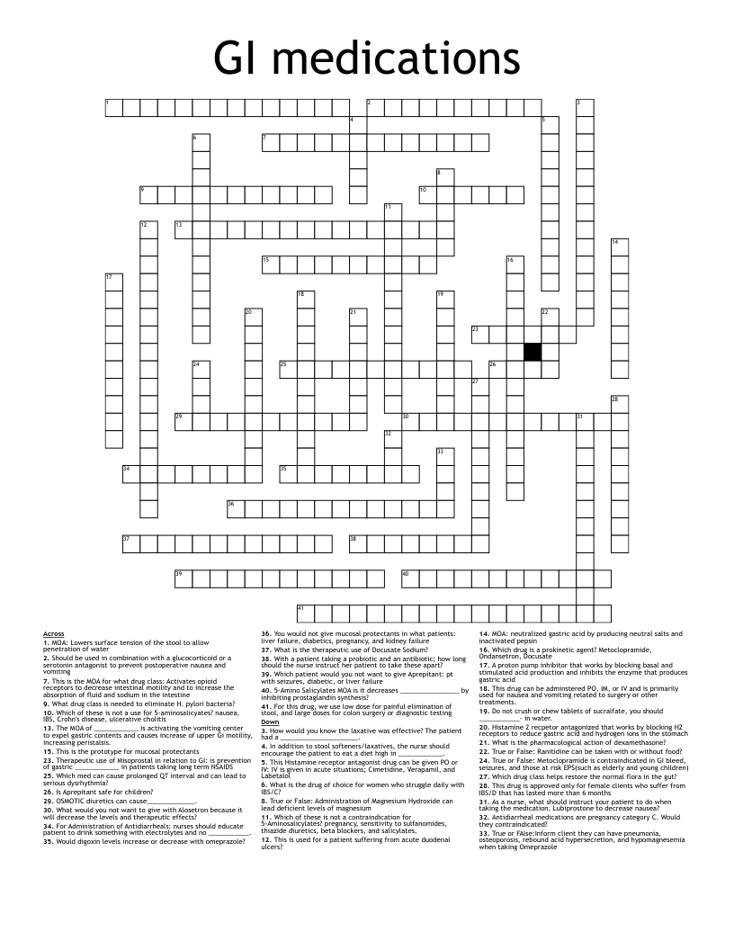 GI medications Crossword