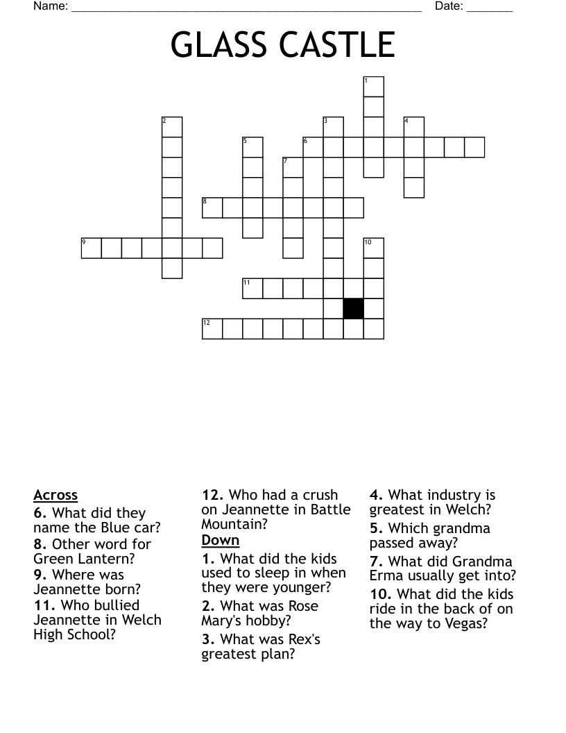 GLASS CASTLE Crossword
