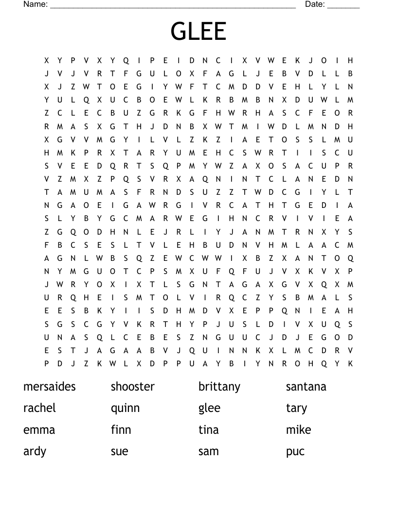 GLEE Word Search