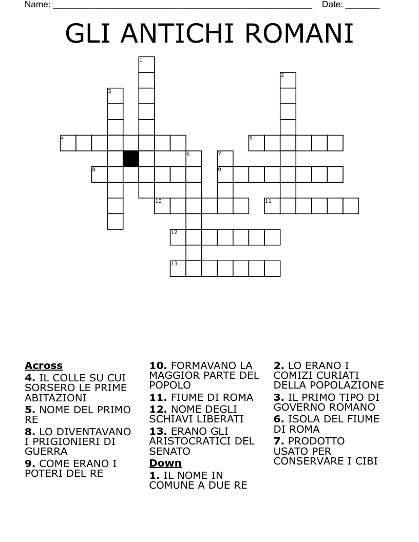 GLI ANTICHI ROMANI Crossword