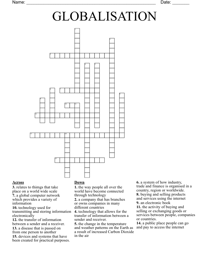 GLOBALISATION Crossword