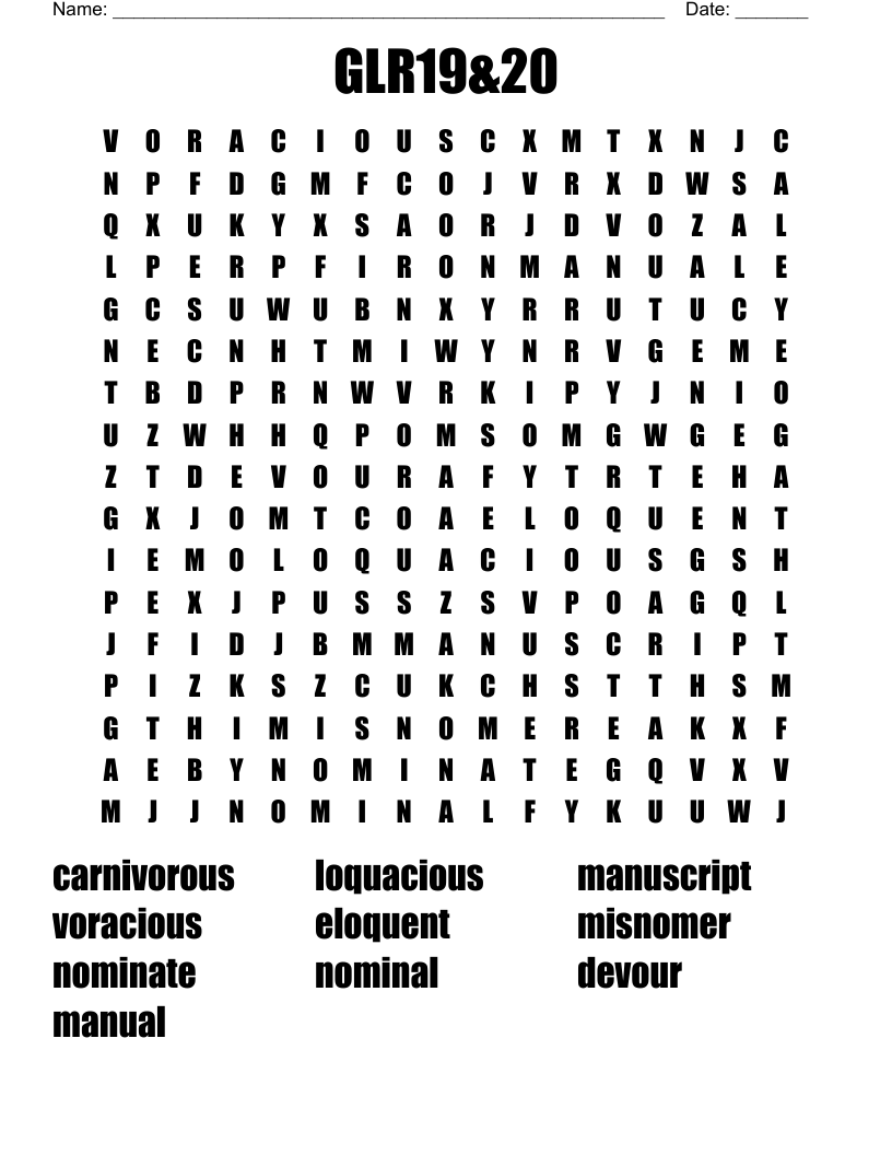 GLR19&20 Word Search