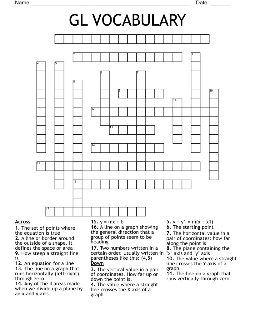 GL VOCABULARY Crossword