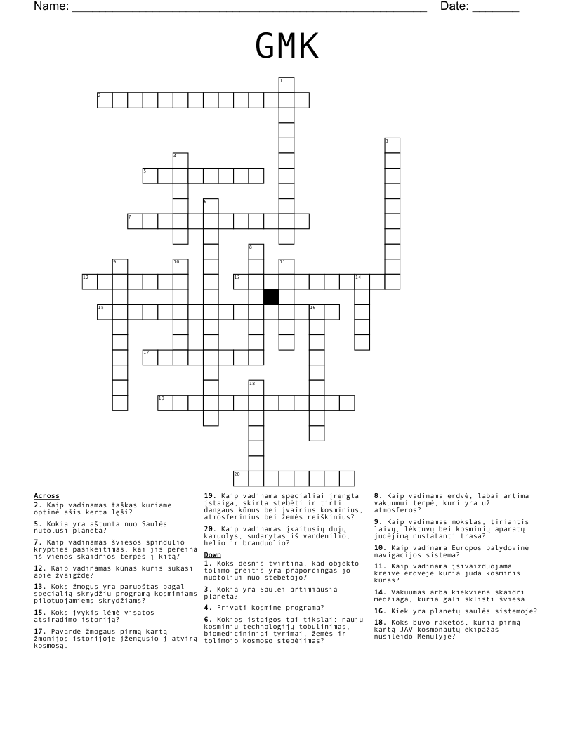 GMK Crossword