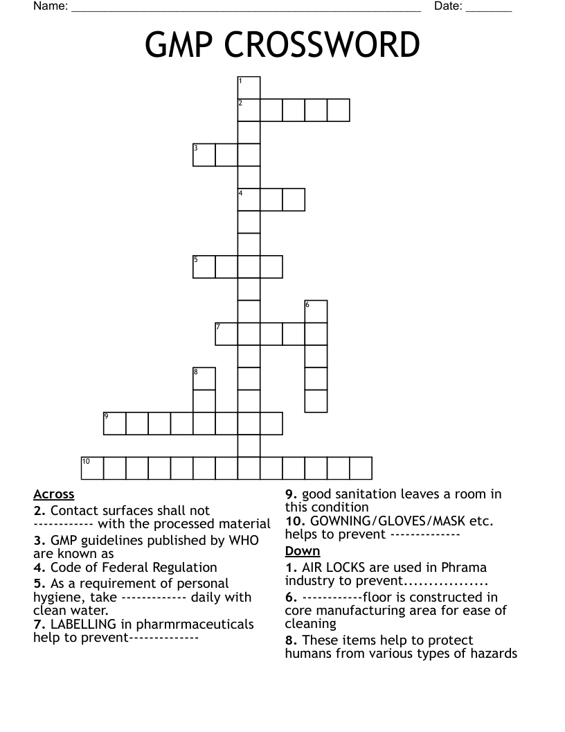 GMP CROSSWORD