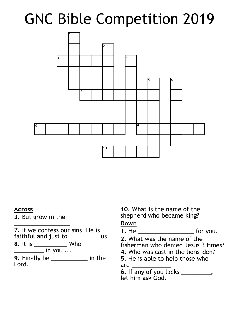 GNC Bible Competition 2019 Crossword