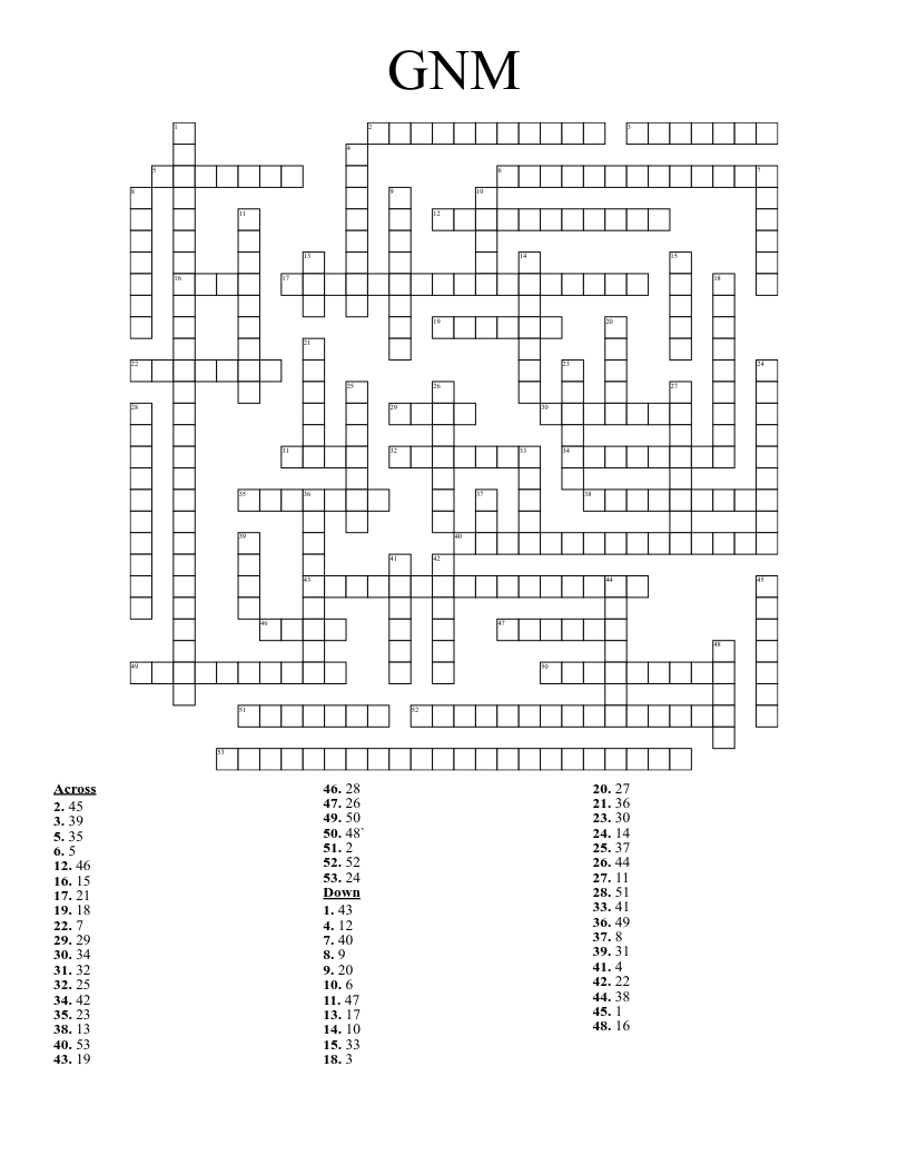 GNM Crossword