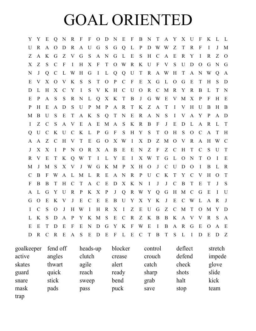 GOAL ORIENTED Word Search