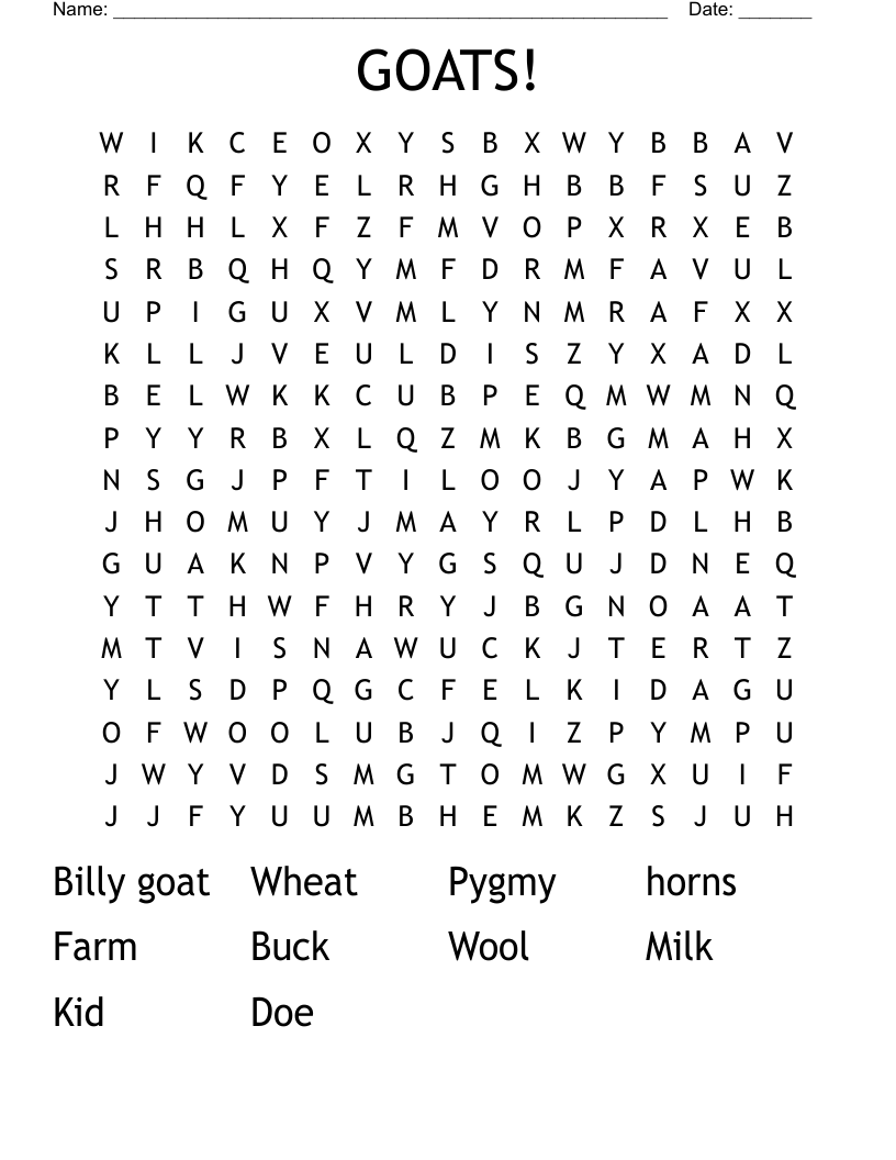 GOATS! Word Search
