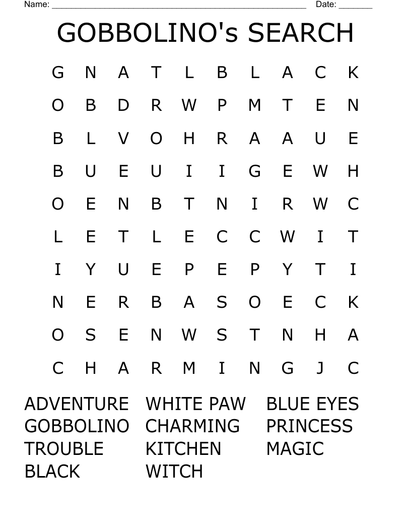 GOBBOLINO's SEARCH Word Search