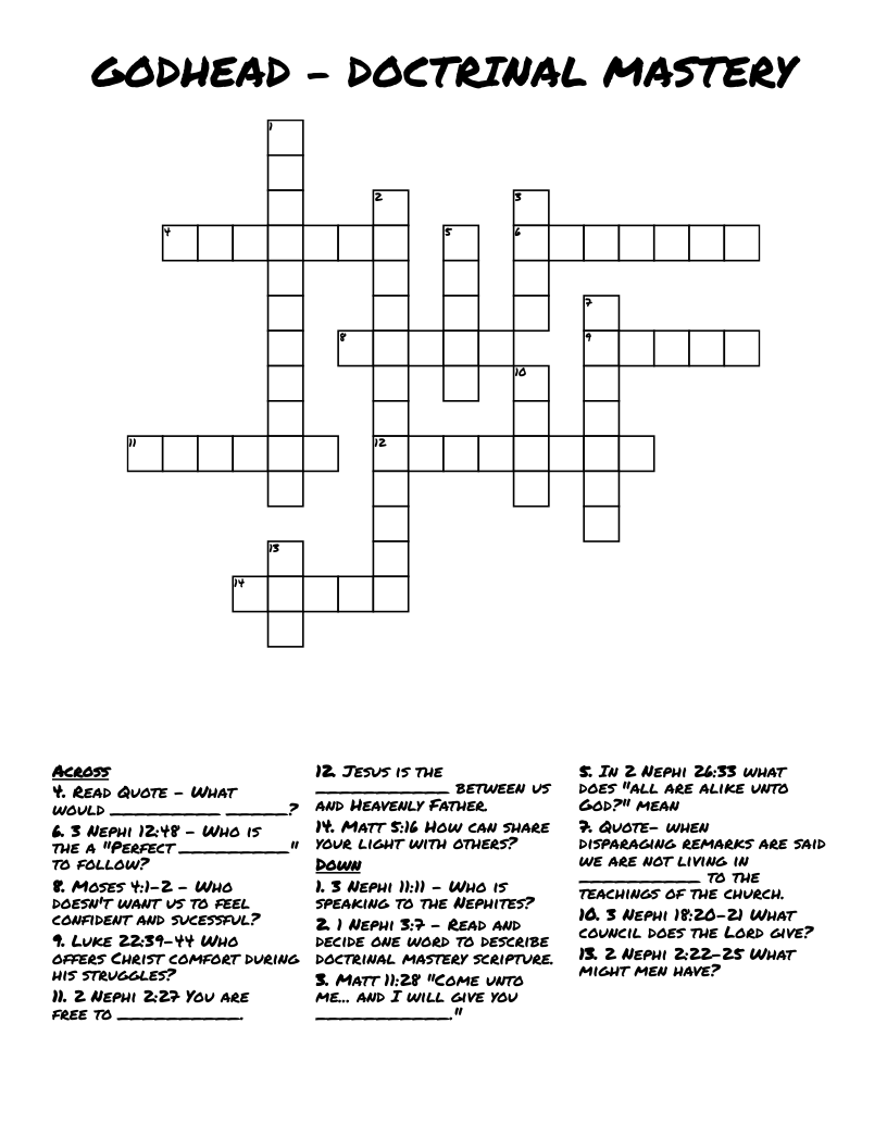 GODHEAD - DOCTRINAL MASTERY Crossword