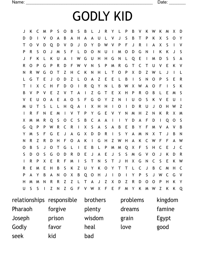 GODLY KID Word Search