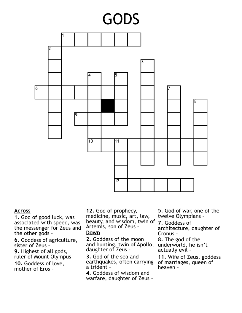 GODS Crossword