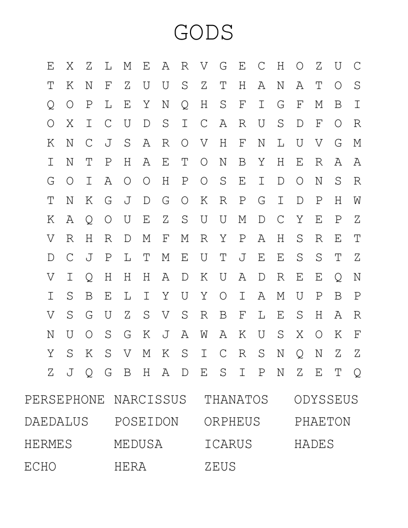 GODS Word Search
