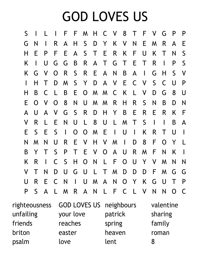 GOD LOVES US Word Search
