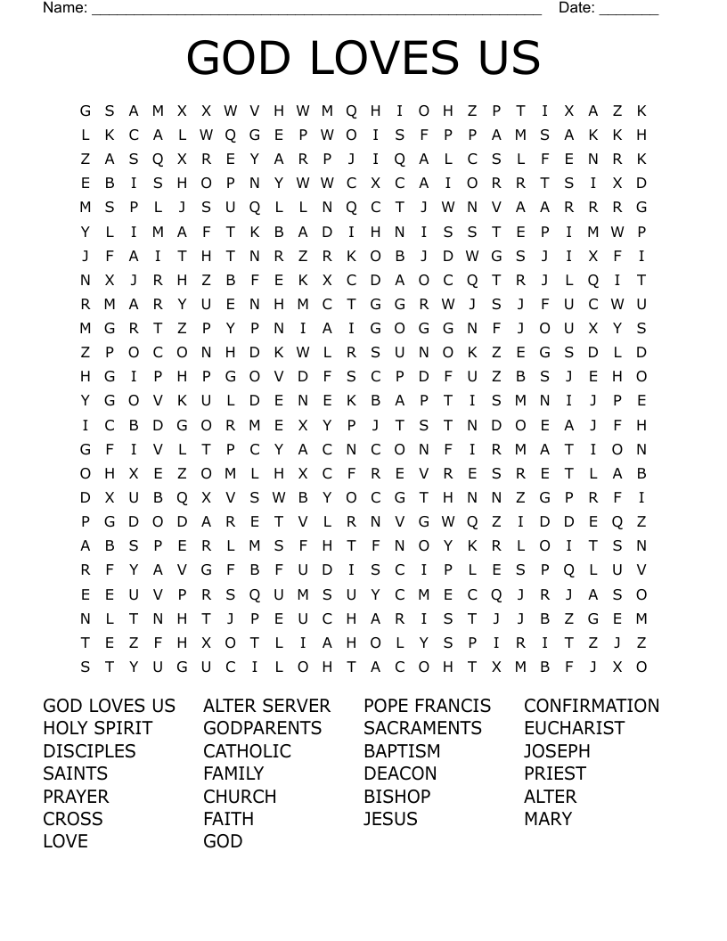 GOD LOVES US Word Search