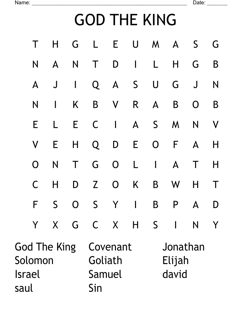 GOD THE KING Word Search