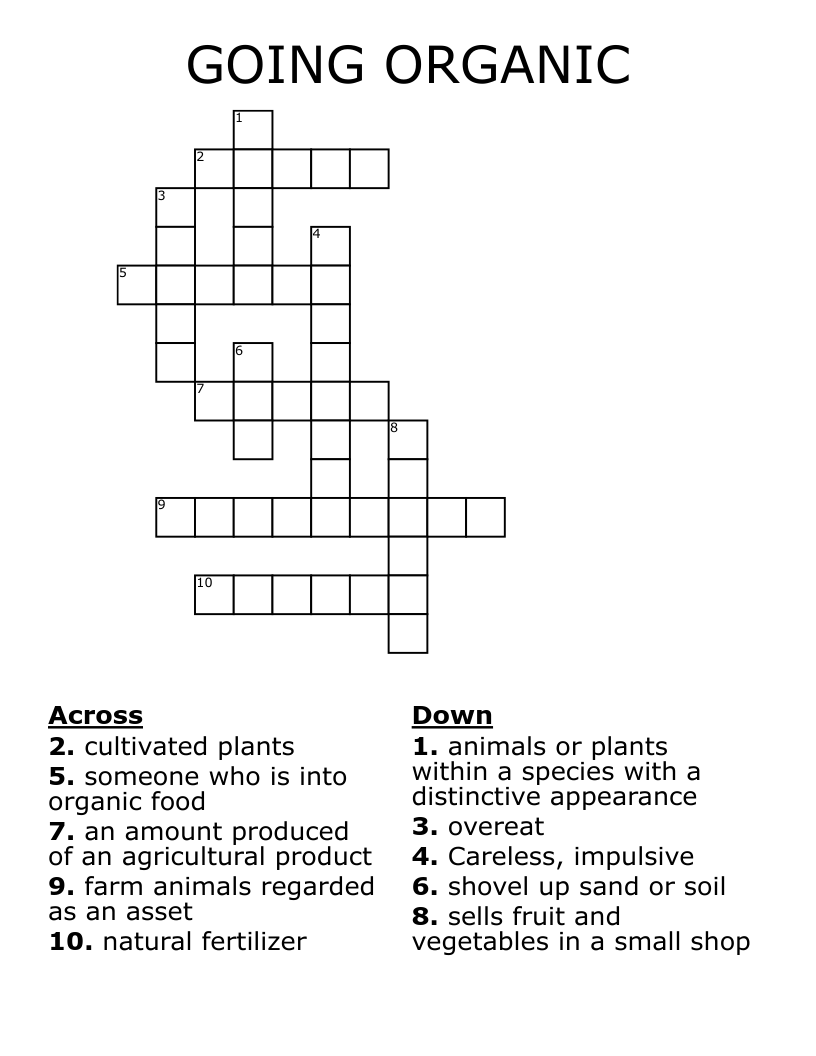 GOING ORGANIC Crossword