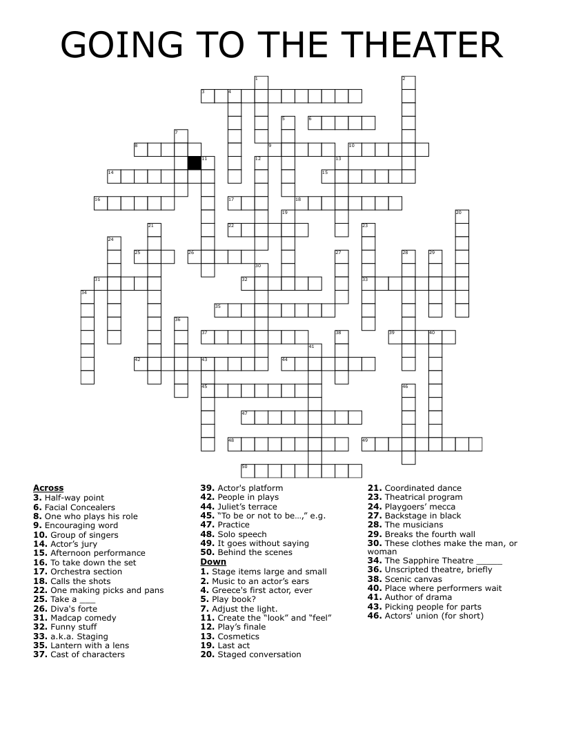 GOING TO THE THEATER Crossword