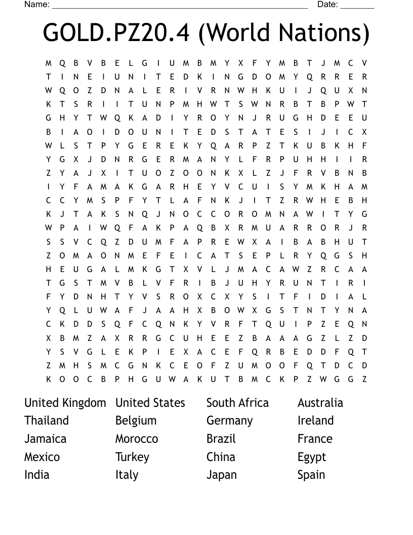 GOLD.PZ20.4 (World Nations) Word Search
