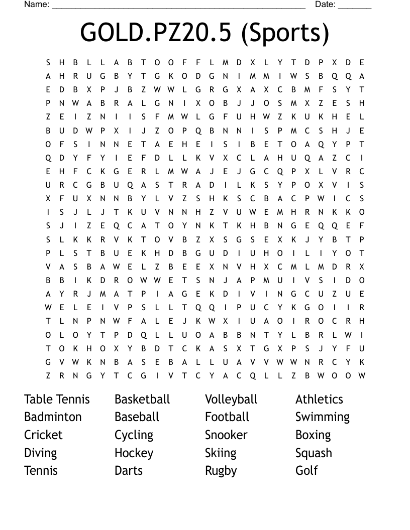 GOLD.PZ20.5 (Sports) Word Search
