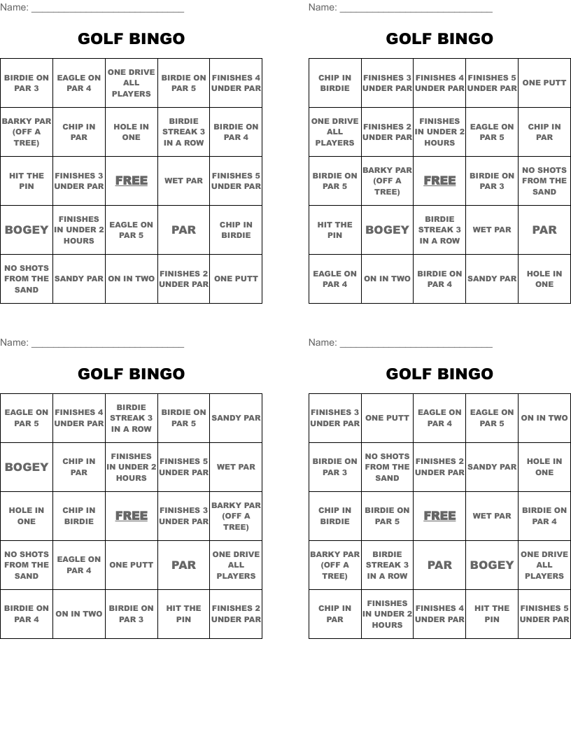 GOLF BINGO