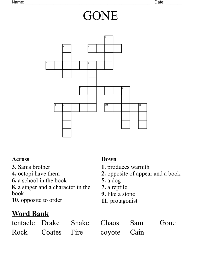 GONE Crossword