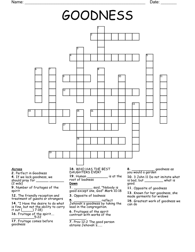 GOODNESS Crossword