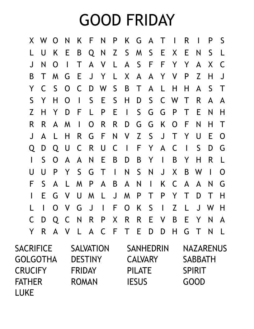 GOOD FRIDAY Word Search