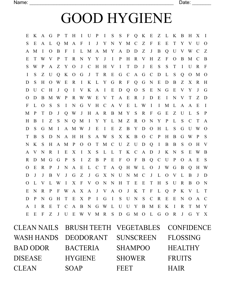 GOOD HYGIENE Word Search