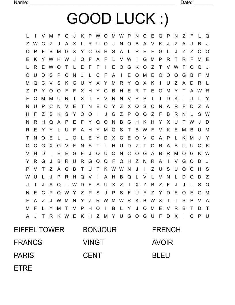 GOOD LUCK :) Word Search