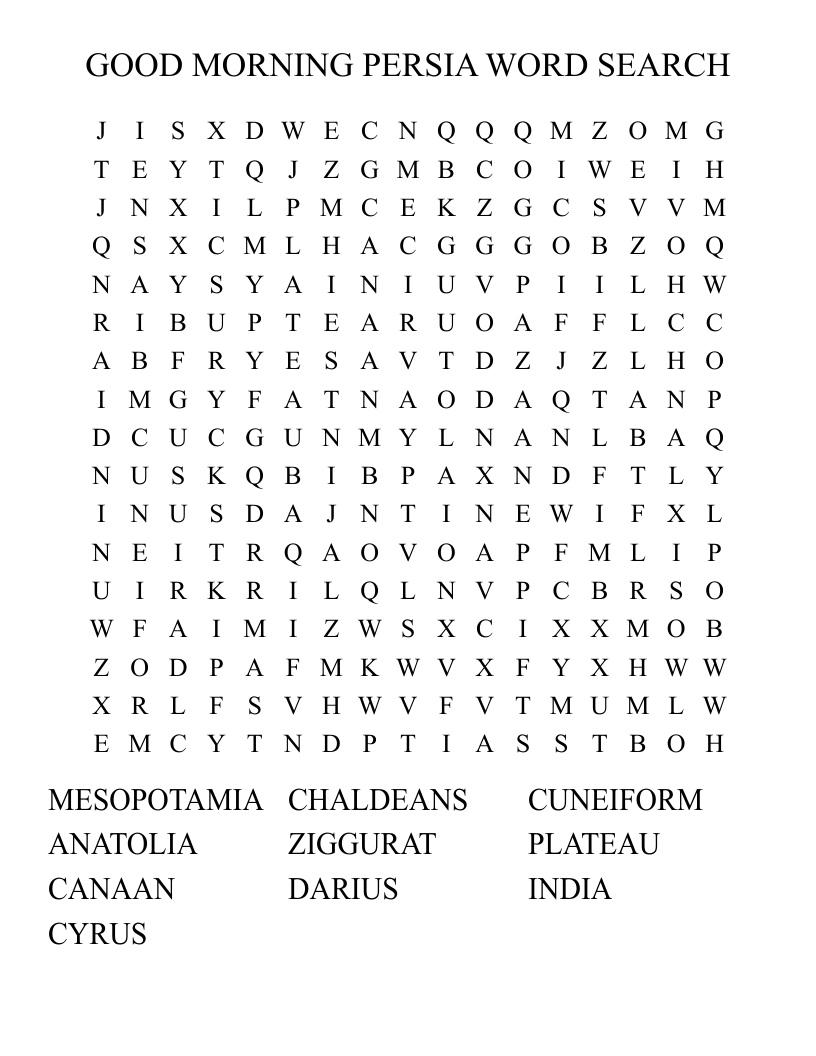 GOOD MORNING PERSIA WORD SEARCH