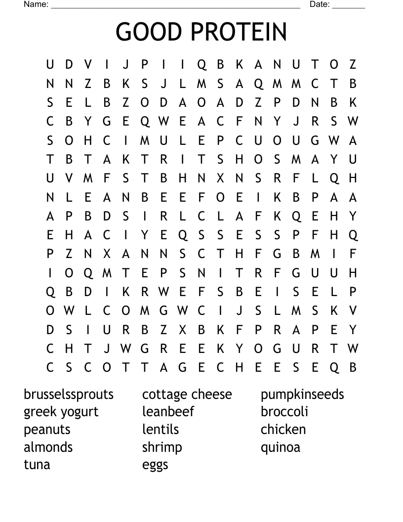 GOOD PROTEIN Word Search