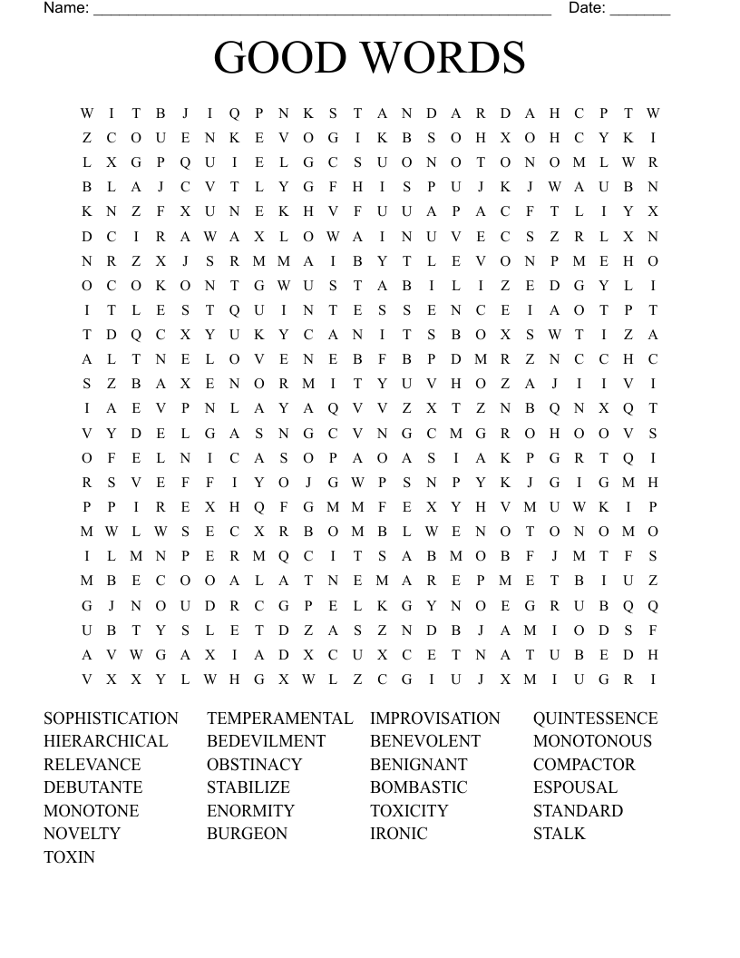 GOOD WORDS Word Search